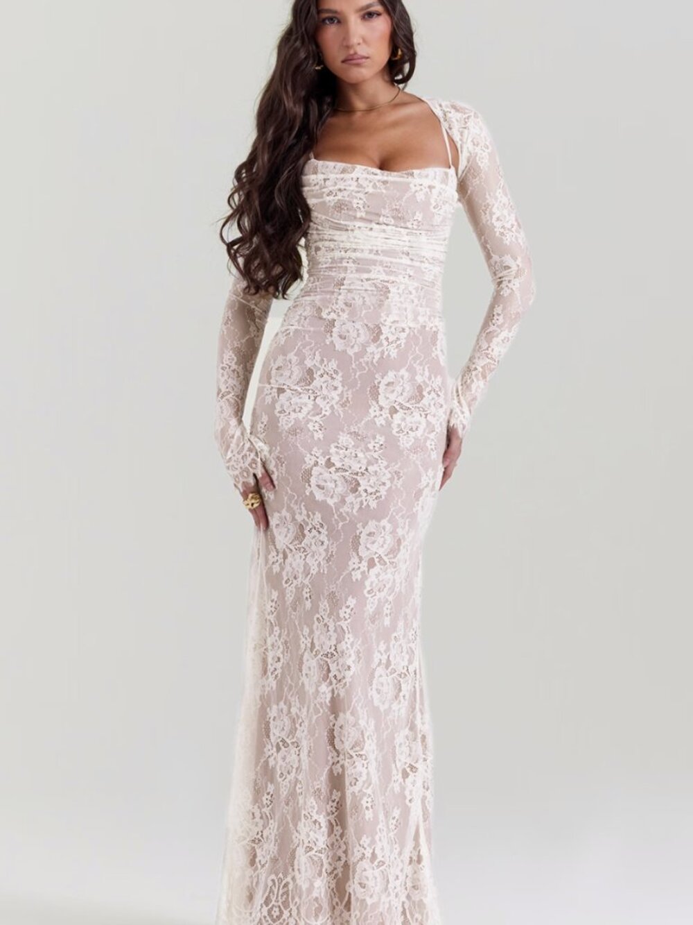 House of CB Artemis vintage cream lace maxi dress - Picture 3 of 4